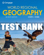 Test Bank For World Regional Geography - 7th - 2022 All Chapters