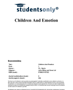 Children And Emotion Samenvatting 