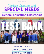 Test Bank For Teaching Students with Special Needs in General Education Classrooms 9th Edition All Chapters