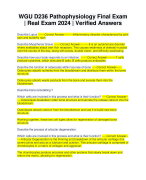 WGU D236 Pathophysiology Final Exam | Real Exam 2024 | Verified Answers
