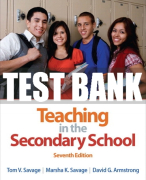 Test Bank For Teaching in the Secondary School 7th Edition All Chapters