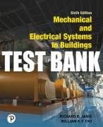 Test Bank For Mechanical and Electrical Systems in Buildings 6th Edition All Chapters