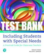 Test Bank For Including Students with Special Needs: A Practical Guide for Classroom Teachers 8th Edition All Chapters