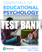 Test Bank For Essentials of Educational Psychology: Big Ideas To Guide Effective Teaching 5th Edition All Chapters