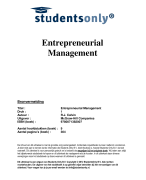 Entrepreneurial Management Samenvatting 
