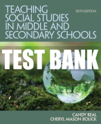Test Bank For Teaching Social Studies in Middle and Secondary Schools 6th Edition All Chapters