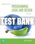 Test Bank For Starting Out with Programming Logic and Design 5th Edition All Chapters