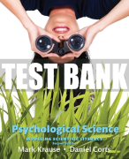 Test Bank For Psychological Science: Modeling Scientific Literacy 2nd Edition All Chapters