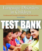 Test Bank For Language Disorders in Children: Fundamental Concepts of Assessment and Intervention 2nd Edition All Chapters