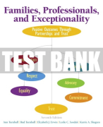 Test Bank For Families, Professionals, and Exceptionality: Positive Outcomes Through Partnerships and Trust 7th Edition All Chapters