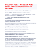 WGU D236 Patho / WGU D236 Patho Study Guide 290+ QUESTION AND  ANSWERS.