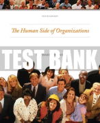 Test Bank For Human Side of Organizations 10th Edition All Chapters