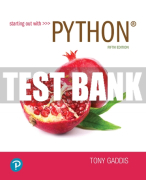 Test Bank For Starting Out with Python 5th Edition All Chapters