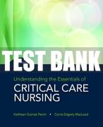 Test Bank For Understanding the Essentials of Critical Care Nursing 3rd Edition All Chapters