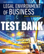 Test Bank For Legal Environment of Business 9th Edition All Chapters
