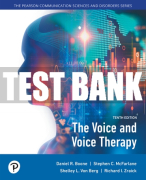 Test Bank For Voice and Voice Therapy, The 10th Edition All Chapters