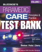Test Bank For Paramedic Care: Principles and Practice, Volume 1 6th Edition All Chapters