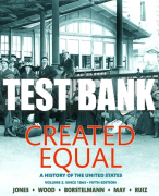 Test Bank For Created Equal: A History of the United States, Volume 2 5th Edition All Chapters