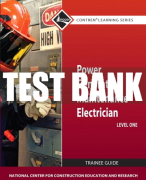 Test Bank For Power Generation Maintenance Electrician, Level 1 1st Edition All Chapters