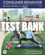 Test Bank For Consumer Behavior: Buying, Having, Being 14th Edition All Chapters