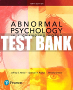 Test Bank For Abnormal Psychology in a Changing World 10th Edition All Chapters