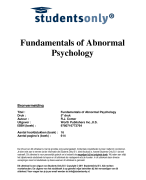 Fundamentals of Abnormal Psychology Samenvatting 