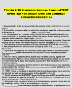 Florida 2-15 Insurance License Exam LATEST UPDATED 150 QUESTIONS and CORRECT ANSWERS/GRADED A+   