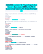 BSC2085 Anatomy & Physiology Actual Exam 1 Completed 2023 with All 50 Questions (Recently Updated) GRADED A+