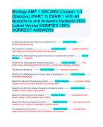 Biology AMP 1 BSC2085 Chapter 1-3 (Quizzes) (PART 1) EXAM 1 with All Questions and Answers Updated 2023 Latest Version VERIFIED 100% CORRECT ANSWERS