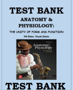 TEST BANK ANATOMY & PHYSIOLOGY: THE UNITY OF FORM AND FUNCTION, 10TH EDITION BY KENNETH SALADIN Anatomy & Physiology: The Unity of Form and Function, 10th Edition, Saladin, Test Bank With Answers Key