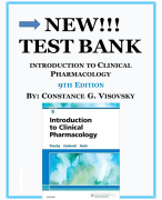 NEW!!! TEST BANK INTRODUCTION TO CLINICAL PHARMACOLOGY 9TH EDITION BY: CONSTANCE G. VISOVSKY