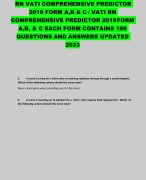 RN VATI COMPREHENSIVE PREDICTOR 2019 FORM A,B & C / VATI RN COMPREHENSIVE PREDICTOR 2019 FORM A,B, & C EACH FORM CONTAINS 180 QUESTIONS AND ANSWERS UPDATED 2023   