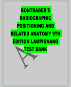 BONTRAGER'S RADIOGRAPHIC POSITIONING AND RELATED ANATOMY 9TH EDITION LAMPIGNANO TEST BANK 