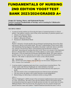 FUNDAMENTALS OF NURSING 2ND EDITION YOOST TEST BANK 2023/2024/GRADED A+ 