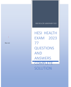 HESI HEALTH EXAM 2023  77  QUESTIONS  AND  ANSWERS COMPLETE SOLUTION