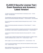CLASS D Security License Test | Exam Questions and Answers | Latest Version!