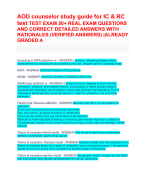 AOD counselor study guide for IC & RC test TEST EXAM 50+ REAL EXAM QUESTIONS  AND CORRECT DETAILED ANSWERS WITH  RATIONALES (VERIFIED ANSWERS) |ALREADY GRADED A 