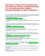 HESI RN EXIT EXAM LATEST VERSION 2023- 2024 /HESI EXIT RN NEXT GENERATION EXAM  ALL 160 QUESTIONS AND CORRECT  DETAILED ANSWERS |ALREADY GRADED A+ 
