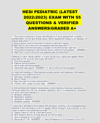 HESI PEDIATRIC (LATEST 2022:2023)  EXAM WITH 55 QUESTIONS & VERIFIED   ANSWERS/GRADED A+ 