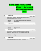 NURS 6512 FINAL EXAM Week 11 Advanced Health Assessment 2023 