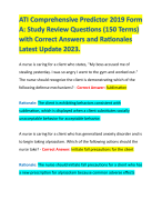 ATI Comprehensive Predictor 2019 Form A: Study Review Questions (150 Terms) with Correct Answers and Rationales Latest Update 2023. 