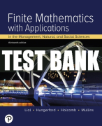 Test Bank For Finite Mathematics with Applications In the Management, Natural, and Social Sciences 13th Edition All Chapters