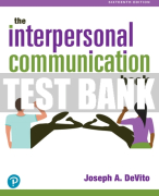 Test Bank For Interpersonal Communication Book, The 16th Edition All Chapters