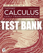 Test Bank For Thomas' Calculus: Early Transcendentals 15th Edition All Chapters
