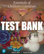 Test Bank For Essentials of Children's Literature 10th Edition All Chapters