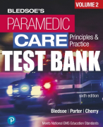 Test Bank For Paramedic Care: Principles and Practice, Volume 2 6th Edition All Chapters
