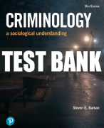 Test Bank For Criminology: A Sociological Understanding 8th Edition All Chapters