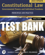 Test Bank For Constitutional Law: Governmental Powers and Individual Freedoms, Updated Edition 4th Edition All Chapters