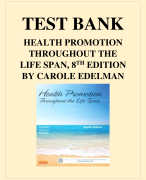 TEST BANK HEALTH PROMOTION THROUGHOUT THE LIFE SPAN, 8TH EDITION BY CAROLE EDELMAN
