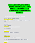 HESI 2.0 COMPLETE: MATH, VOCAB, GRAMMER, READING COMP, A&P / REAL EXAM QUESTIONS AND ANSWERS, RATED A+ 